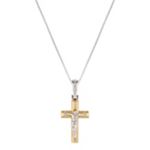 14k Two-Tone Gold Cross Pendant (18 in.)