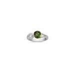Round Fancy Green Sapphire and Diamond Ring in 14k Rose and White Gold