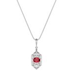 Oval Ruby and Diamond Pendant (18 in.)