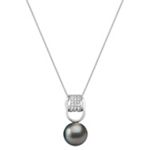 11mm Cultured Tahitian Pearl and 1/4 ct. t.w. Round Diamond Pendant (18 in.)