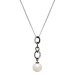 8.5mm Cultured Freshwater Pearl and Round Diamond Pendant (18)