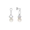 8mm Cultured Freshwater Pearl and Round Diamond Earrings