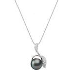 11mm Cultured Tahitian Pearl and Diamond Pendant (18 in.)