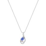 Round Kentucky Blue Sapphire and Diamond Pendant (18 in.)