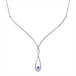 Oval Kentucky Blue Sapphire and Round Diamond Necklace (17 in.)