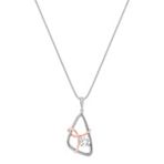 Round White Sapphire Pendant in 14k White and Rose Gold (18)