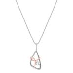 Round White Sapphire Pendant in 14k White and Rose Gold (18 in.)