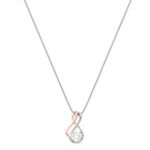 Round White Sapphire Pendant in 14k White and Rose Gold (18 in.)