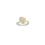 Freeform Yellow Sapphire and Round Diamond Ring