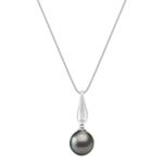 10mm Cultured Tahitian Pearl and Diamond Pendant (18 in.)