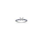 Round Sapphire and Diamond Engagement Ring with Pave Setting