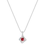 Round Ruby and Diamond Pendant (18 in.)
