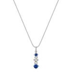 Round Sapphire and Diamond Three-Stone Pendant (18 in.)