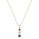 Round Sapphire and Diamond Three-Stone Pendant (18 in.)