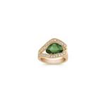 Freeform Fancy Green Sapphire and Round Diamond Ring