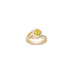 Round Yellow Sapphire and Diamond Ring in Two-Tone Gold