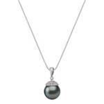 10mm Cultured Tahitian Pearl and Diamond Pendant (18 in.)