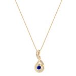 Round Sapphire and Diamond Pendant (18 in.)