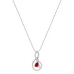 Oval Ruby and Round Diamond Pendant (18 in.)