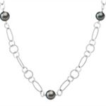 9mm Cultured Tahitian Pearl and Sterling Silver Necklace (25 in.)