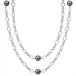 9mm Cultured Tahitian Pearl and Sterling Silver Necklace (36)