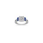 Halo Sapphire and Diamond Engagement Ring