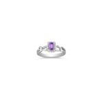 Emerald Cut Lavender Sapphire and Round Diamond Ring