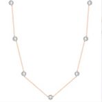 Round White Sapphire Necklace in 14k White and Rose Gold (16)