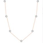 Round White Sapphire Necklace in 14k White and Rose Gold (16 in.)