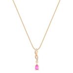 Pear Shaped Pink Sapphire and Round Diamond Pendant (18)