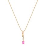 Pear Shaped Pink Sapphire and Round Diamond Pendant (18 in.)