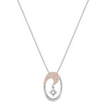 Round Diamond Pendant in 14k White and Rose Gold (18 in.)