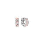 Round Diamond Hoop Earrings in 14k White and Rose Gold