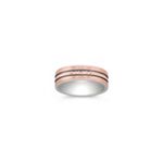 Sterling Silver and 14k Rose Gold Comfort Fit Ring (7mm)