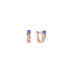Round Kentucky Blue Sapphire and Diamond Earrings in Rose Gold