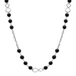 Black Agate and Sterling Silver Infinity Necklace (30 in.)