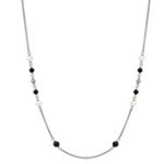 5mm Cultured Freshwater Pearl, Black Agate and Sterling Silver Necklace (47 in.)