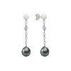 5.5-10mm Cultured Tahitian and Freshwater Pearl Earrings in Sterling Silver