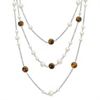 5-9mm Cultured Freshwater Pearl, Tiger's Eye, and Sterling Silver Necklace (20)