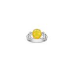 Oval Yellow Sapphire and Round Diamond Ring