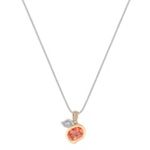 Oval Peach Sapphire, Calla Cut and Round Diamond Pendant in Two-Tone Gold (18 in.)