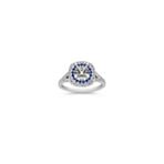 Diamond and Sapphire Engagement Ring with Pave Setting