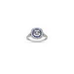 Diamond and Sapphire Engagement Ring with Pave Setting
