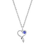 Round Kentucky Blue Sapphire and Sterling Silver Sweetheart Pendant (18 in.)