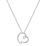Round Diamond and Sterling Silver Sweetheart Pendant (18 in.)