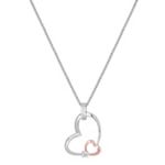 Round Diamond and Sterling Silver Sweetheart Pendant (18 in.)