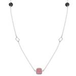 Blush Stone, Black Agate, and Sterling Silver Necklace (38)