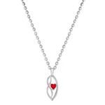 Heart-Shaped Ruby and Sterling Silver Pendant (18 in.)