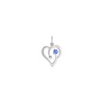 Round Diamond and Kentucky Blue Sapphire Heart Charm