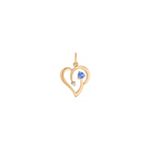 Round Diamond and Kentucky Blue Sapphire Heart Charm